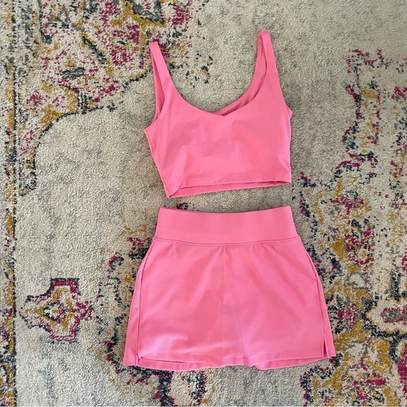 NEW All Access Carnation Pink Set: Center Stage Skort + V-Neck Tempo Crop Bra - Picture 15 of 16